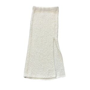 Zara Cream White Boucle Knit Side Slit Midi Skirt Womens Medium High Waisted